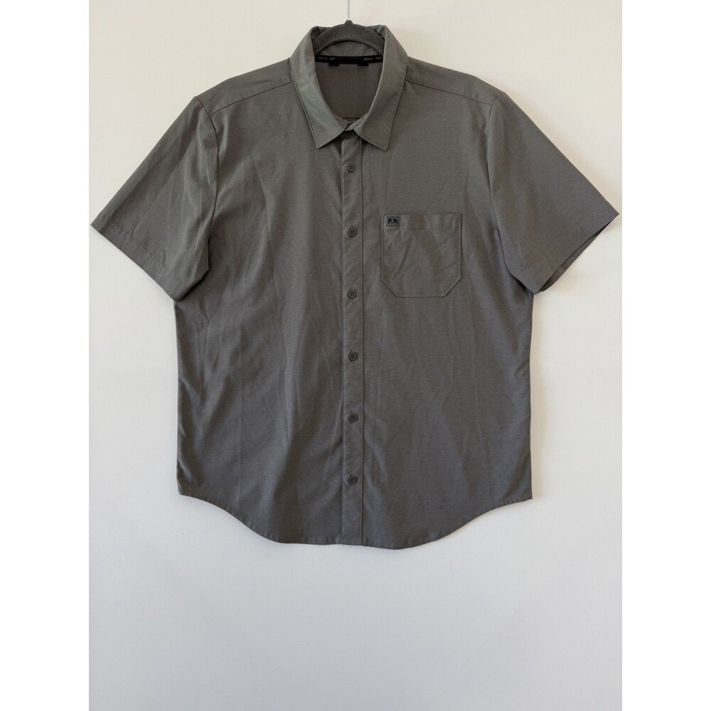 KUIU Shirt Mens Large Gray Solid Short Sleeve Button Up Stretch Outdoor Casual